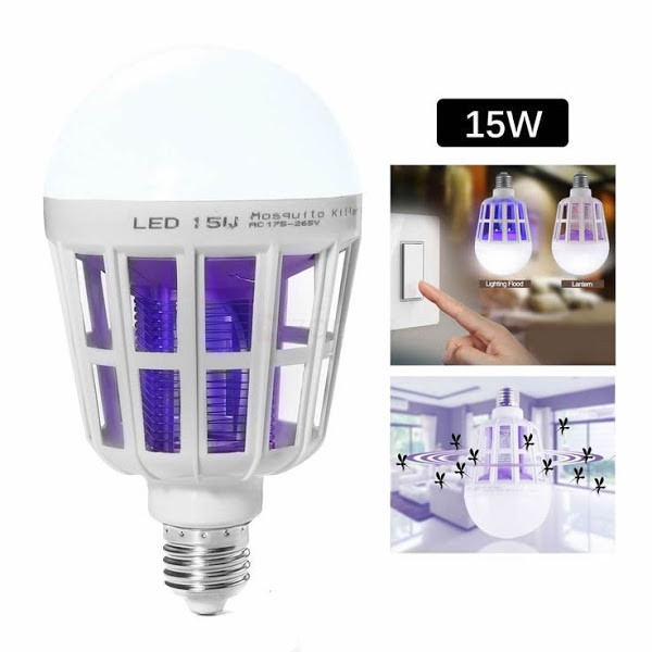 Bec LED Anti Insecte cu lumina alba naturala puternica 15W – Bec 2in1 Cu Lampa UV Impotriva Insectelor maggsm.ro imagine noua 2022
