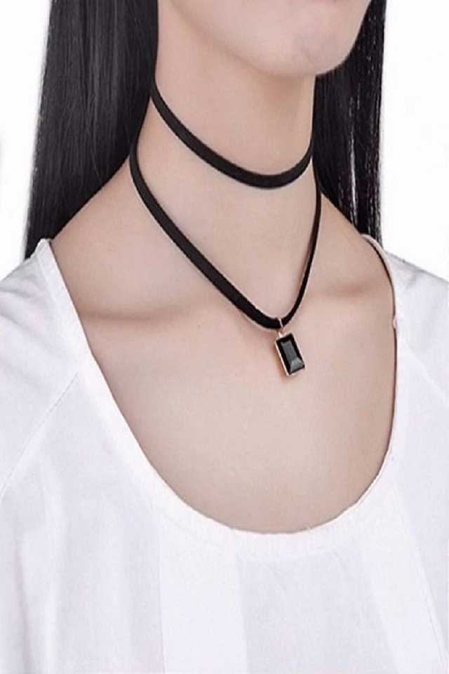 Choker Fashion Black Duble Delux - Colier elegant pentru gat