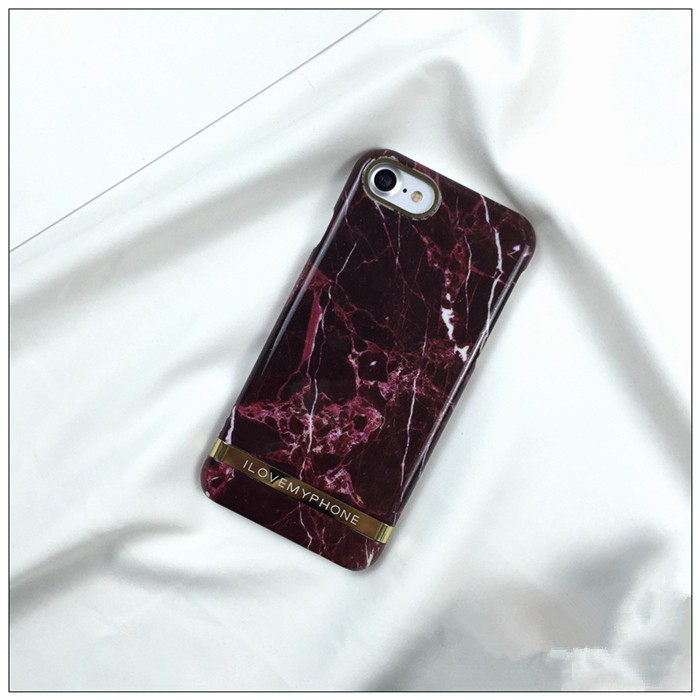 Husa Apple iPhone 6/6S, Elegance Luxury Marble Red TPU, husa cu insertii marmura rosie-aurie