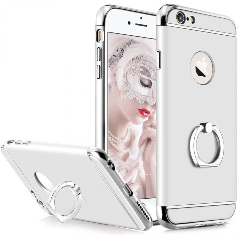 Husa Apple iPhone 8 Plus, Elegance Luxury 3in1 Ring Argintiu maggsm.ro imagine noua 2022