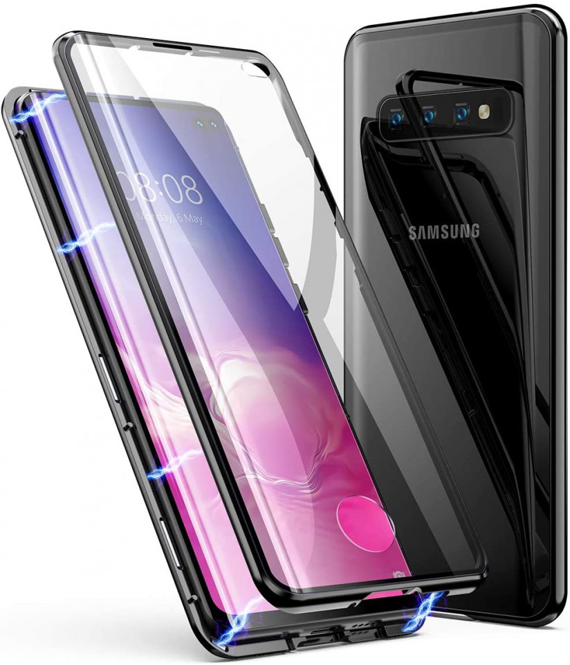 Husa Samsung Galaxy S10 Magnetica 360 grade Black, Perfect Fit cu spate de sticla securizata premium + folie de sticla pentru ecran maggsm.ro imagine noua 2022