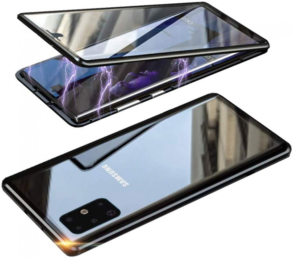 Husa Samsung Galaxy S20 , Magnetica 360 Negru, Perfect Fit cu spate de sticla securizata premium + folie de sticla pentru ecran maggsm.ro imagine noua 2022