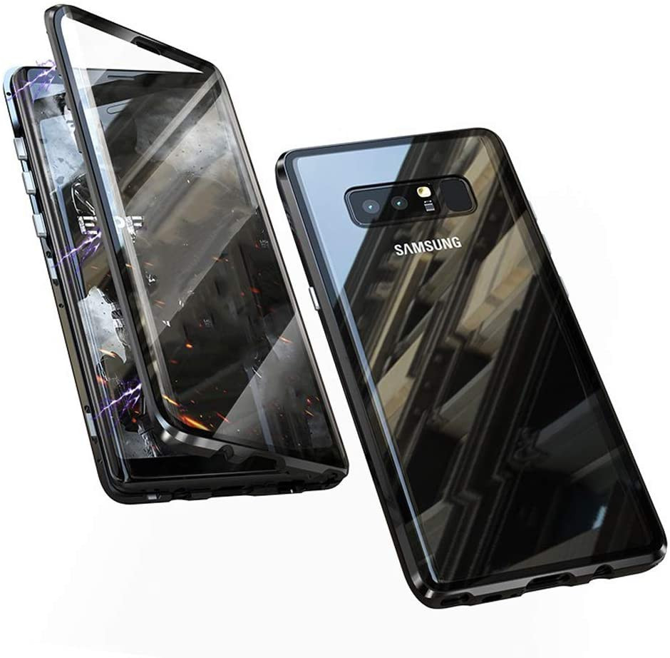 Husa Samsung Galaxy Note 8 Magnetica 360 grade Black, Perfect Fit cu spate de sticla securizata premium + folie de sticla pentru ecran maggsm.ro imagine noua 2022