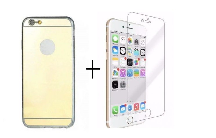 Pachet husa Elegance Luxury Tip Oglinda Gold pentru Apple iPhone 7 cu folie de sticla gratis maggsm.ro imagine noua 2022