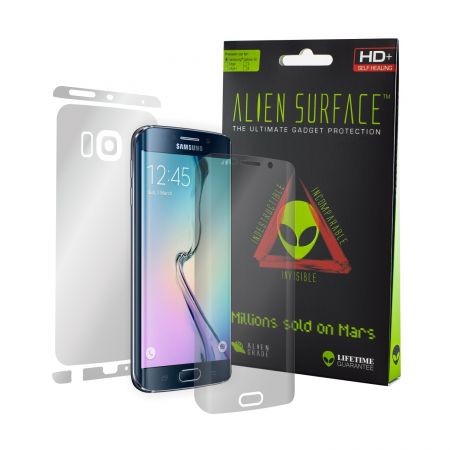 Folie Alien Surface HD, Samsung Galaxy S6 Edge, protectie ecran, spate, laterale + Alien Fiber Cadou