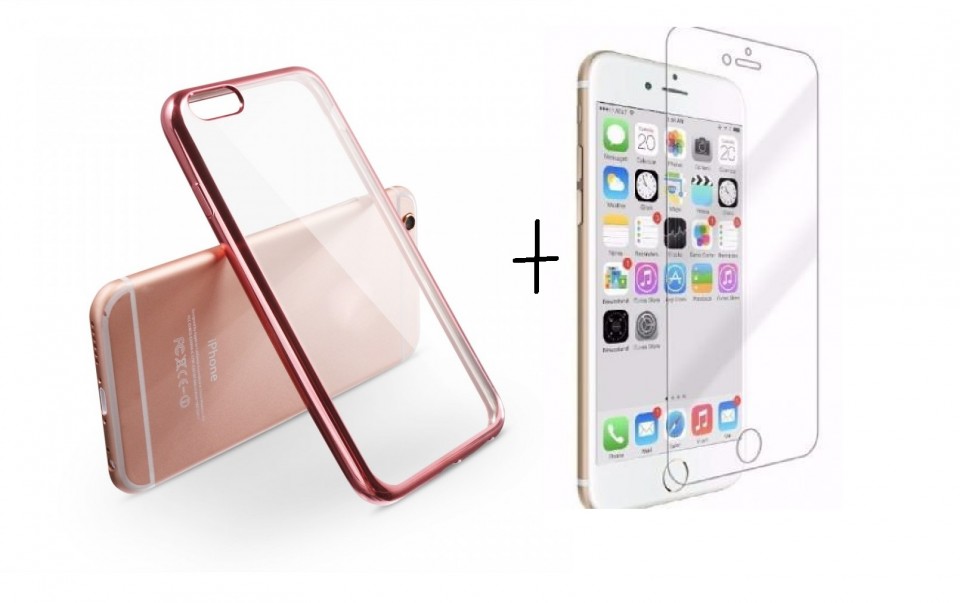 Pachet husa Elegance Luxury placata Rose-Gold pentru Apple iPhone 6 Plus / Apple iPhone 6S Plus cu folie de protectie gratis maggsm.ro imagine noua 2022