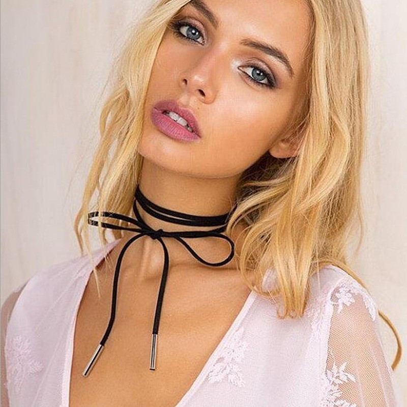 Choker Fashion Black Snur - Colier elegant pentru gat - Black Delux