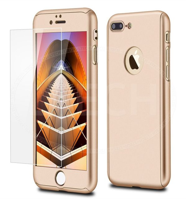 Husa Apple iPhone 7 Plus, FullBody Gold, acoperire completa 360 grade cu folie de sticla gratis maggsm.ro imagine noua 2022