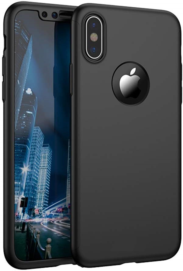 Husa Apple iPhone XS, FullBody Elegance Luxury Negru, acoperire completa 360 grade cu folie de sticla gratis