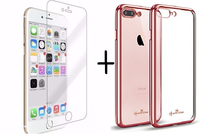 Pachet husa Elegance Luxury placata Rose-Gold pentru Apple iPhone 7 Plus cu folie de protectie gratis maggsm.ro imagine noua 2022