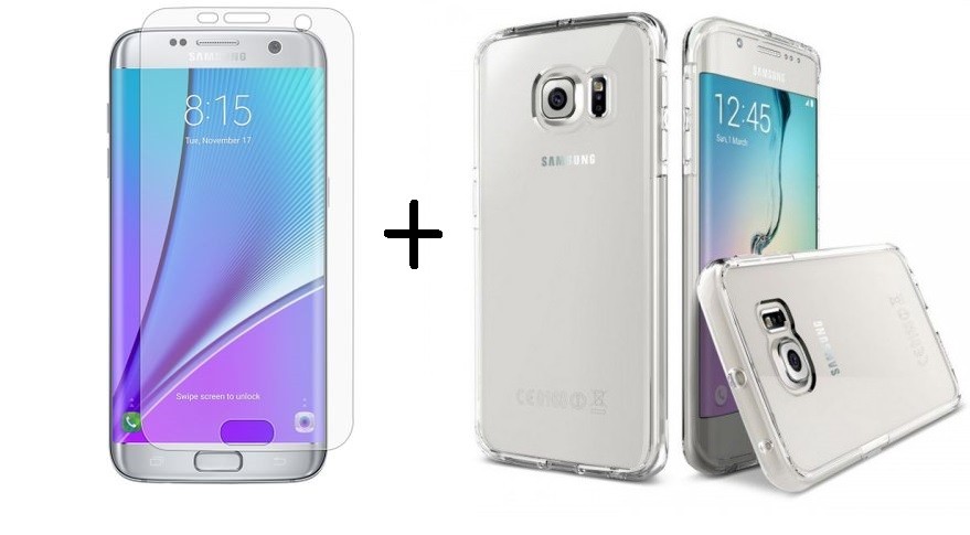 Pachet husa Elegance Luxury slim transparenta pentru Samsung Galaxy S6 Edge cu folie de protectie gratis maggsm.ro imagine noua 2022