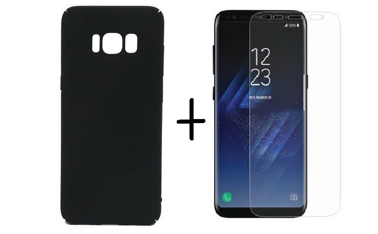 Pachet husa ELEGANCE LUXURY tip jail case de culoare neagra pentru Samsung Galaxy S8 cu folie de protectie gratis maggsm.ro imagine noua 2022