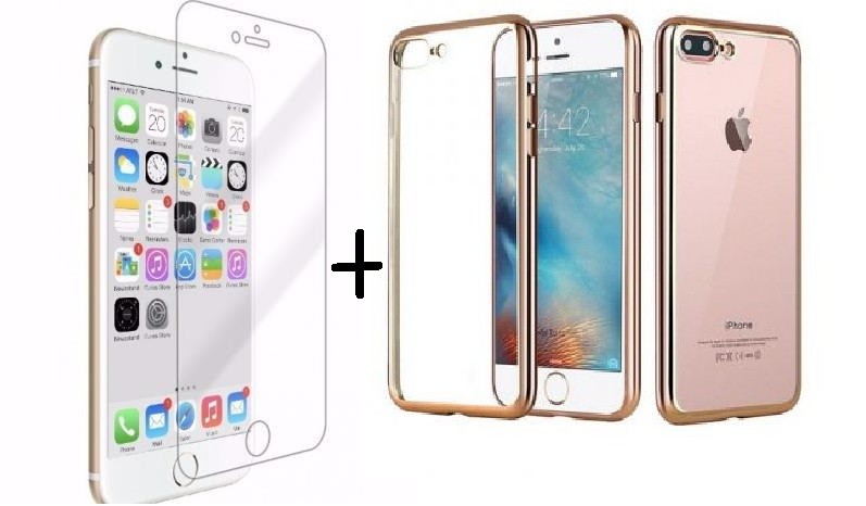 Pachet husa Elegance Luxury placata Gold pentru Apple iPhone 7 Plus cu folie de protectie gratis maggsm.ro imagine noua 2022
