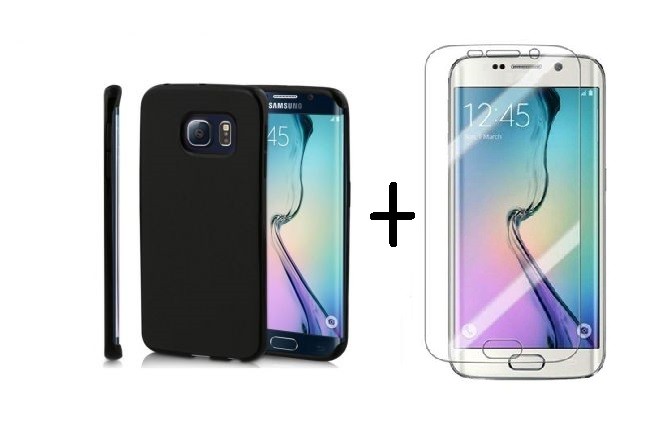 Pachet husa Elegance Luxury slim antisoc Black pentru Samsung Galaxy S6 Edge cu folie de protectie gratis
