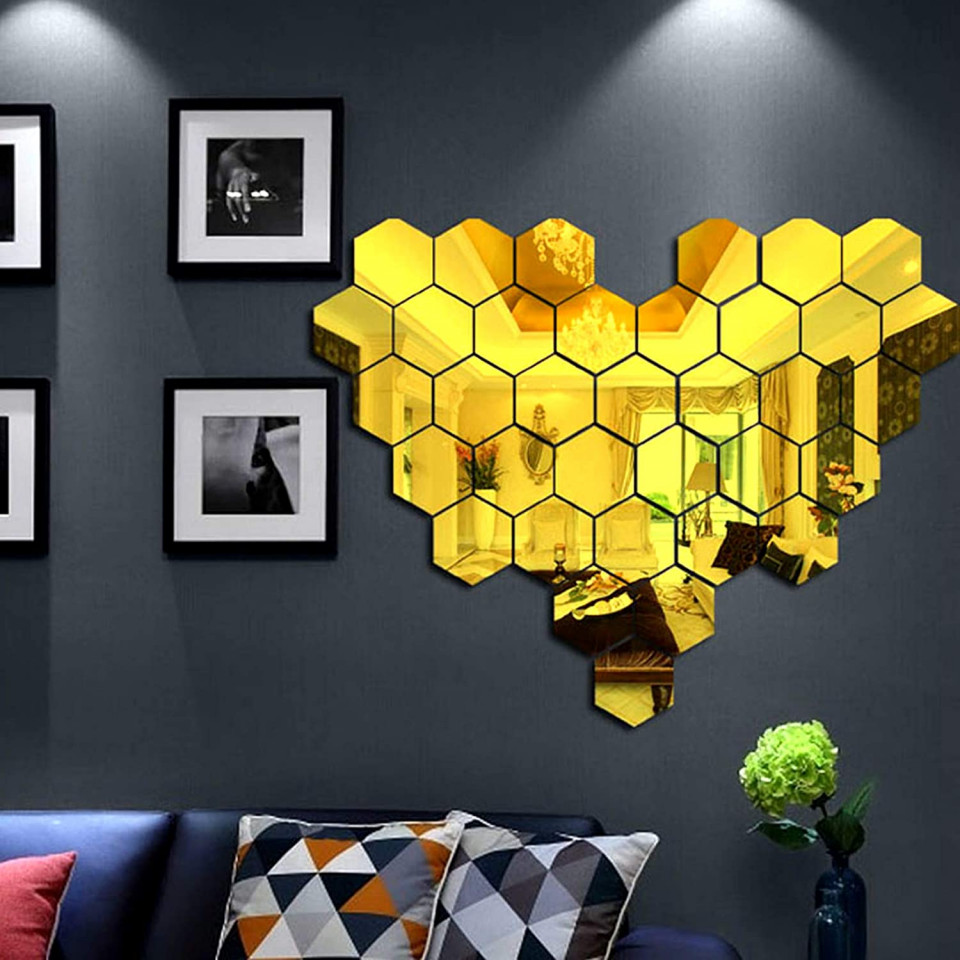 Set Oglinzi Design Hexagon Gold – Oglinzi Decorative Acrilice Cristal – Diamant – Luxury Home 24 bucati/set maggsm.ro imagine noua 2022