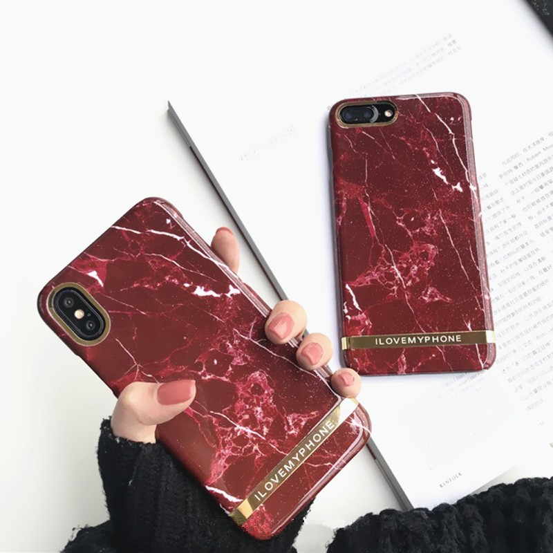 Husa Apple iPhone 7, Elegance Luxury Marble Red TPU, husa cu insertii marmura rosie-aurie maggsm.ro imagine noua 2022