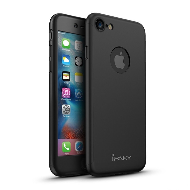 Husa Apple iPhone 7, FullBody Elegance Luxury iPaky Black, acoperire completa 360 grade cu folie de sticla gratis iPaky imagine noua 2022