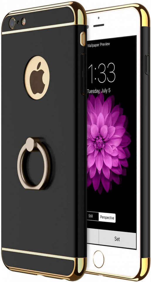 Husa Apple iPhone 8 Plus, Elegance Luxury 3in1 Ring Negru