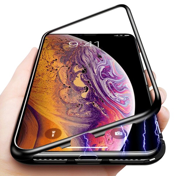 Husa Apple iPhone X, Magnetica Negru, Perfect Fit cu spate de sticla securizata premium maggsm.ro imagine noua 2022