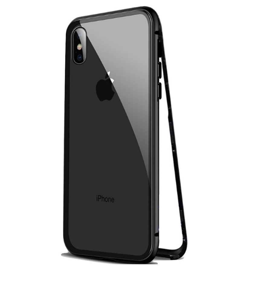 Husa Apple iPhone XS MAX Magnetica 360 grade Negru, Perfect Fit cu spate de sticla securizata premium + folie de sticla pentru ecran gratis