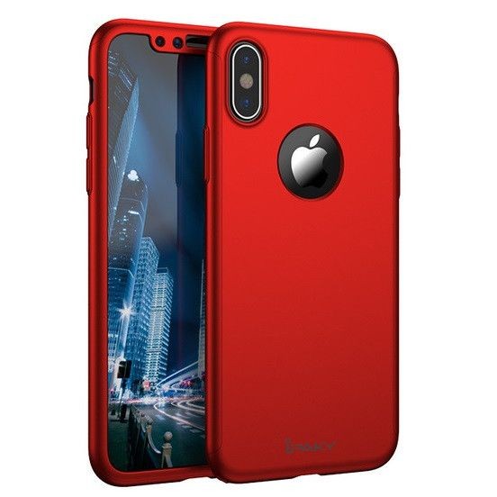 Husa de protectie pentru Apple iPhone XS MAX, iPaky Pro Rosu Original Case, acoperire completa 360 grade cu folie de protectie gratis