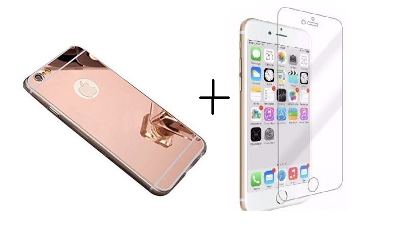 Pachet husa Elegance Luxury Tip Oglinda Rose-Gold pentru Apple iPhone 7 cu folie de sticla gratis !