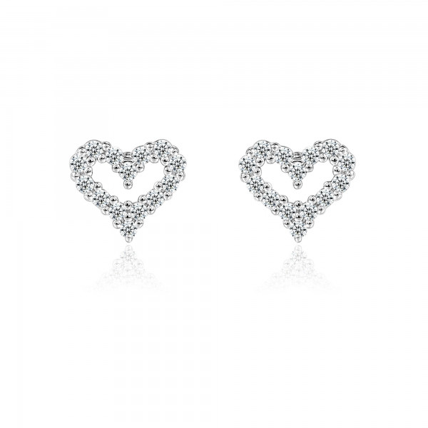 Cercei argint 925, JW30, model in forma de inima, cu cristale