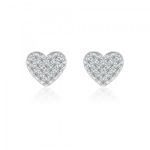 Cercei argint 925, JW22, model in forma de inima, cu cristale