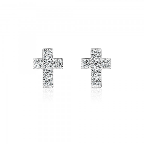 Cercei argint 925, JW26, model cruce, cu cristale