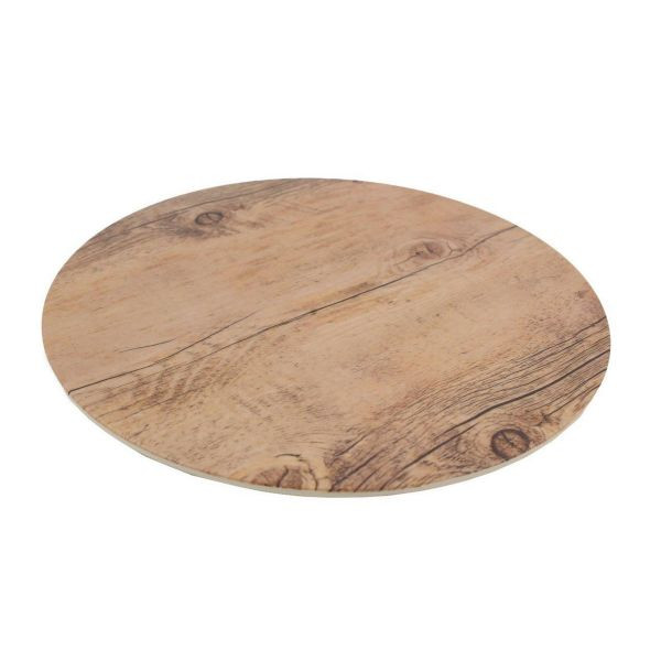 Platou melamina rotund, decor lemn, 30.5cm