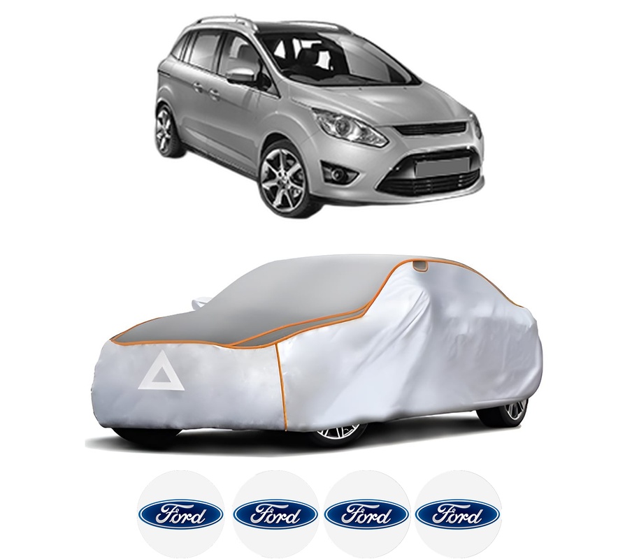 Husa Prelata Antigrindina Auto FORD C-MAX II (DXA/CB7, DXA/CEU) din 2010-2019, Protectie auto contra intemperiilor la grindina, Waterproof, 4x Stickere auto FORD