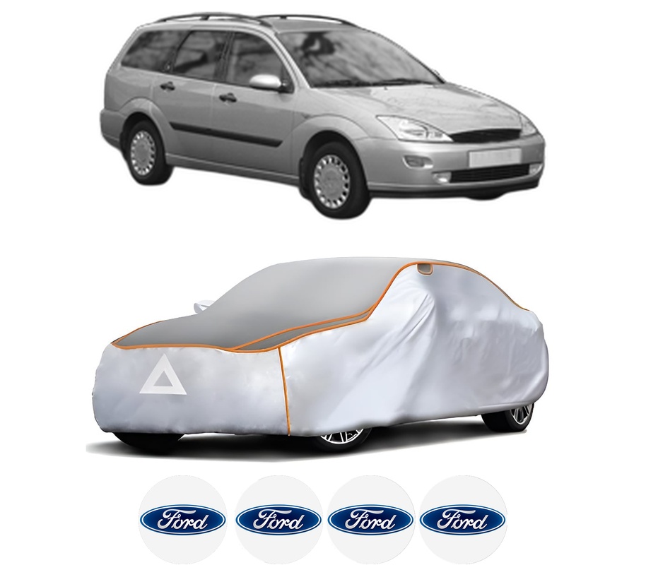 Husa Prelata Antigrindina Auto FORD FOCUS I Turnier (DNW) din 1999-2004, Protectie auto contra intemperiilor la grindina, Waterproof, 4x Stickere auto FORD