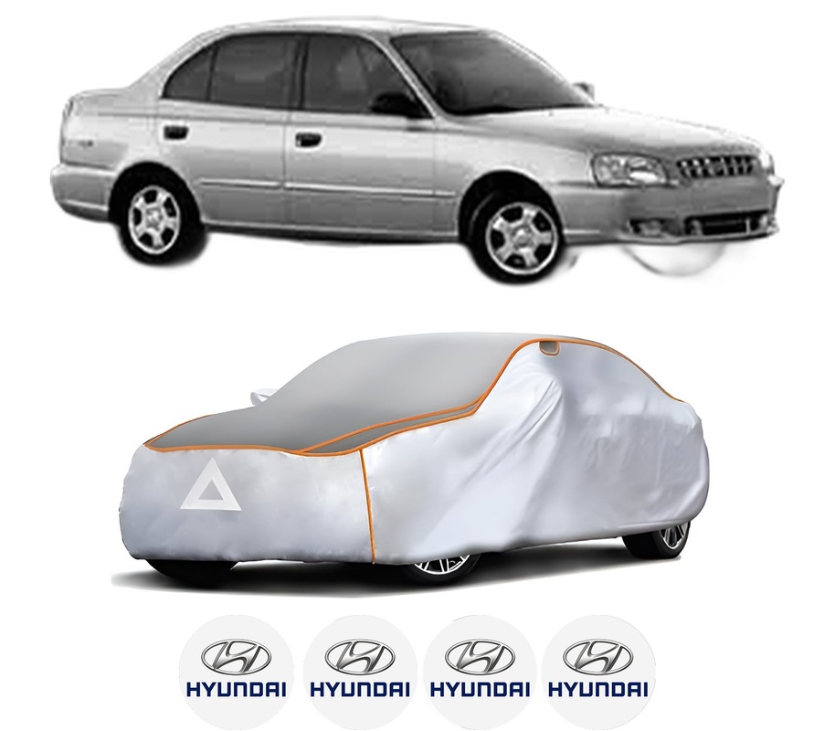 Husa Prelata Antigrindina Auto HYUNDAI ACCENT II Saloon (LC) din 2000-2005, Protectie auto contra intemperiilor la grindina, Waterproof, 4x Stickere auto HYUNDAI