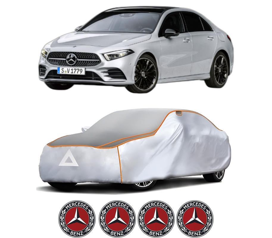 Husa Prelata Antigrindina Auto MERCEDES-BENZ A-CLASS Saloon (V177) din 2018-2022, Protectie auto contra intemperiilor la grindina, Waterproof, 4x Stickere auto MERCEDES-BENZ