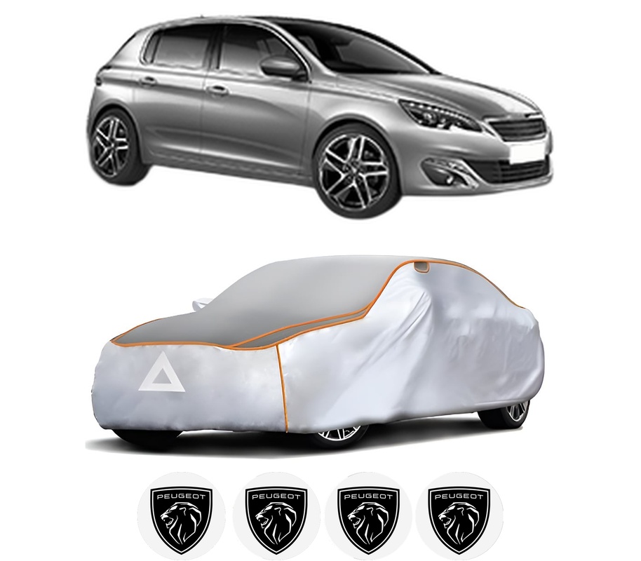 Husa Prelata Antigrindina Auto PEUGEOT 308 II (LB_, LP_, LW_, LH_, L3_) din 2013-2021, Protectie auto contra intemperiilor la grindina, Waterproof, 4x Stickere auto PEUGEOT
