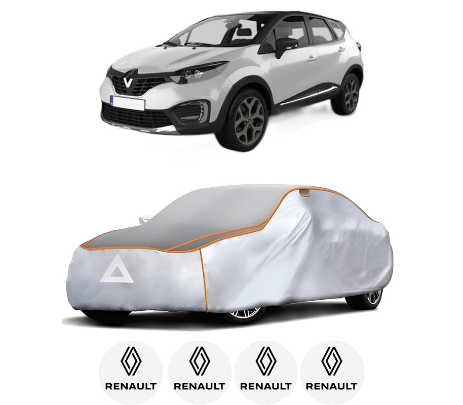 Husa Prelata Antigrindina Auto RENAULT CAPTUR I (J5_, H5_) din 2013-2018, Protectie auto contra intemperiilor la grindina, Waterproof, 4x Stickere auto RENAULT