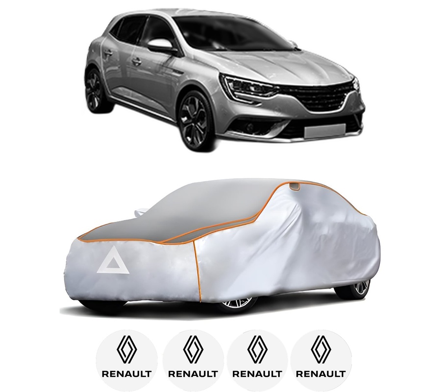 Husa Prelata Antigrindina Auto RENAULT MEGANE IV Hatchback (B9A/M/N_) din 2015-2021, Protectie auto contra intemperiilor la grindina, Waterproof, 4x Stickere auto RENAULT