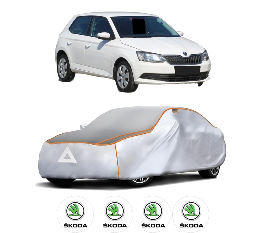 Husa Prelata Antigrindina Auto SKODA FABIA III Praktik (NJ5) din 2014-2022, Protectie auto contra intemperiilor la grindina, Waterproof, 4x Stickere auto SKODA