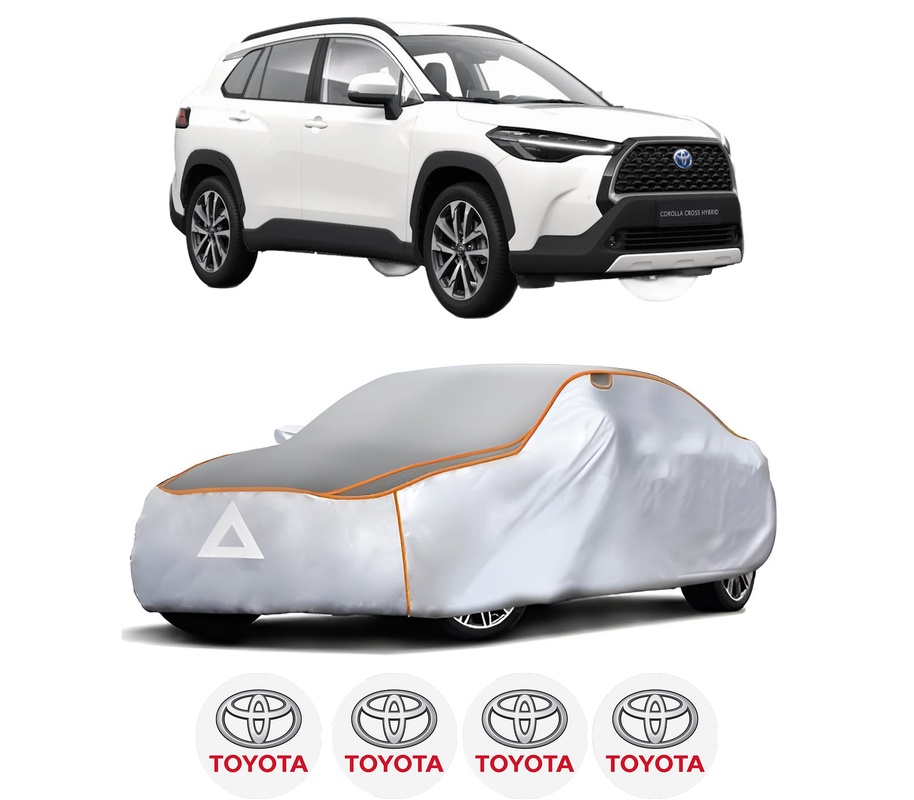 Husa Prelata Antigrindina Auto TOYOTA COROLLA CROSS (ZVG1_, ZSG1_, MXGH1_, MXGA1_) din 2022-2023, Protectie auto contra intemperiilor la grindina, Waterproof, 4x Stickere auto TOYOTA