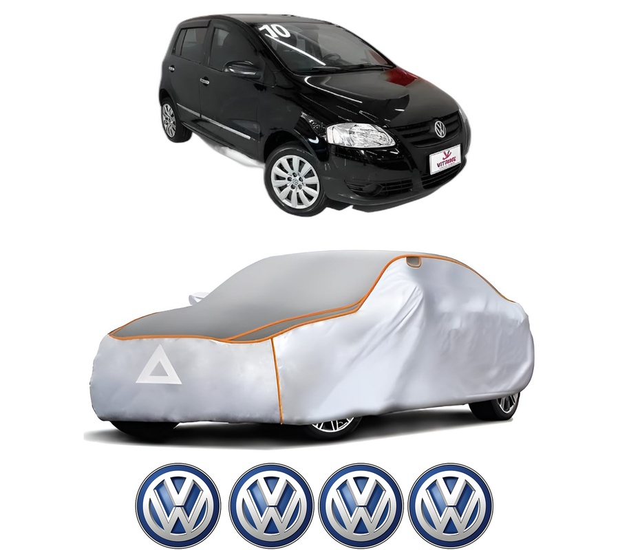 Husa Prelata Antigrindina Auto Volskwagen FOX Van (5Z1) din 2010-2011, Protectie auto contra intemperiilor la grindina, Waterproof, 4x Stickere auto Volskwagen