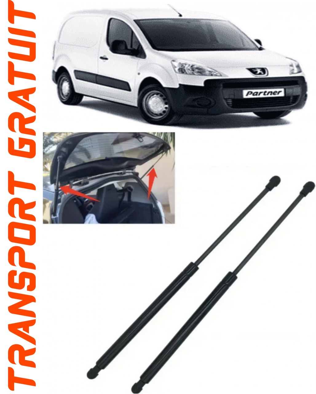 Set 2 amortizoare Haion portbagaj pentru masina Peugeot Partner