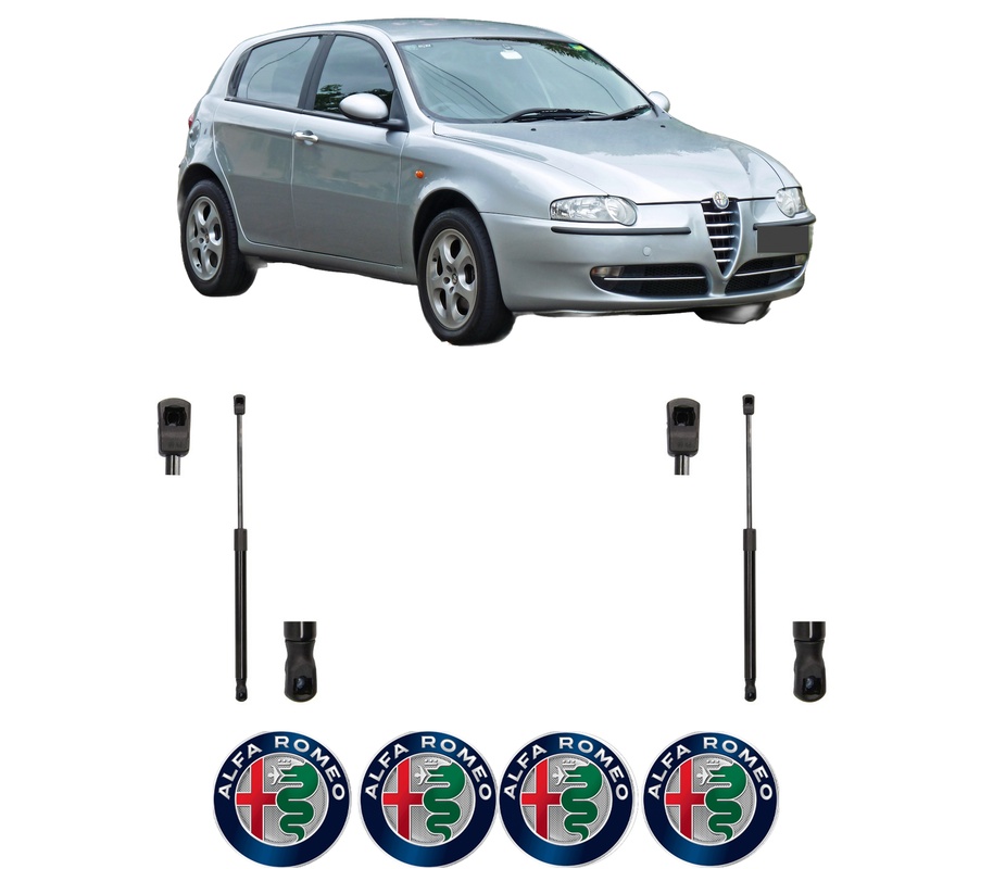 Set amortizoare portbagaj haion pentru ALFA ROMEO 147 (937_) din 2001-2010, 2 bucati, MAGNUM TECHNOLOGY, 4 stickere auto ALFA ROMEO