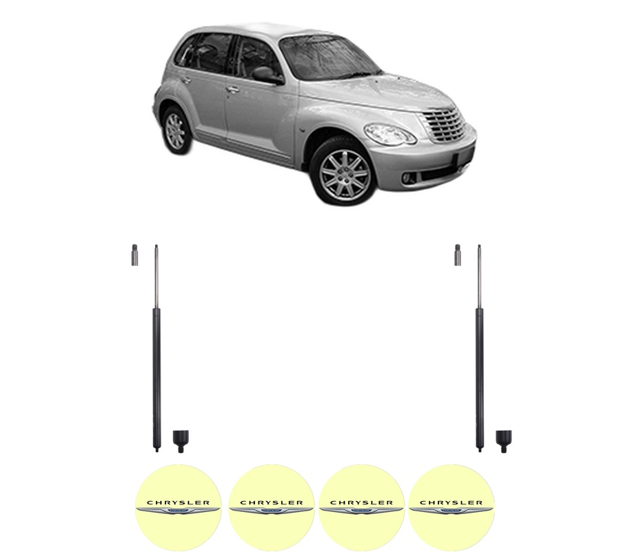 Set amortizoare portbagaj haion pentru CHRYSLER PT CRUISER (PT_) din 2000-2010, 2 bucati, KROSNO, 4 stickere auto CHRYSLER