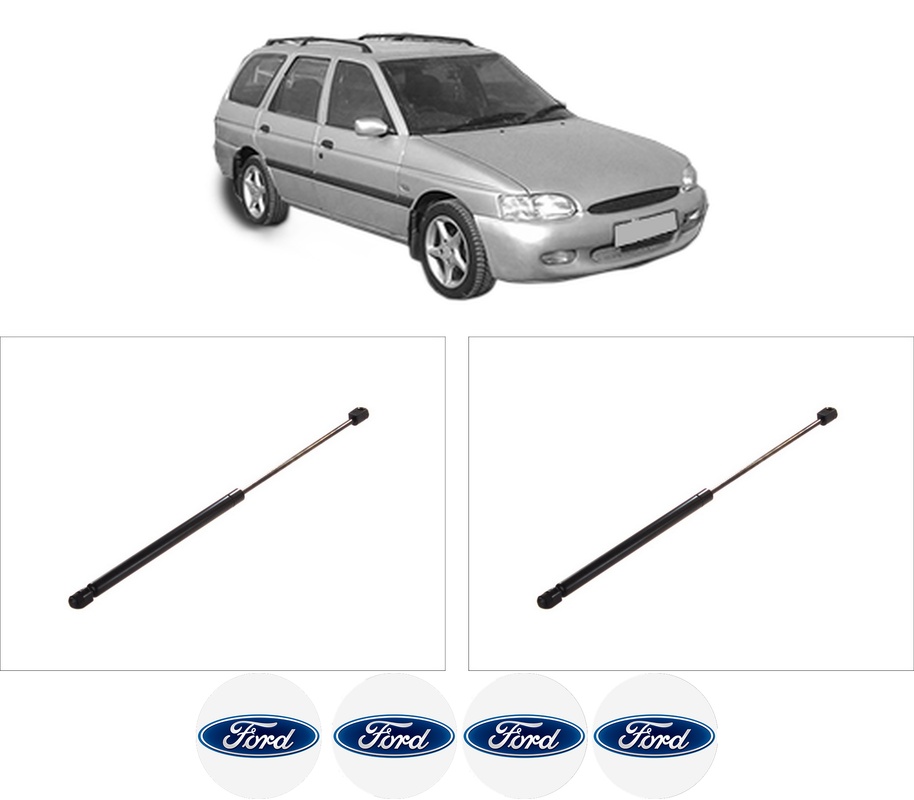 Set amortizoare portbagaj haion pentru FORD ESCORT CLASSIC Turnier (ANL) din 1999-2000, 2 bucati, KROSNO, 4 stickere auto FORD