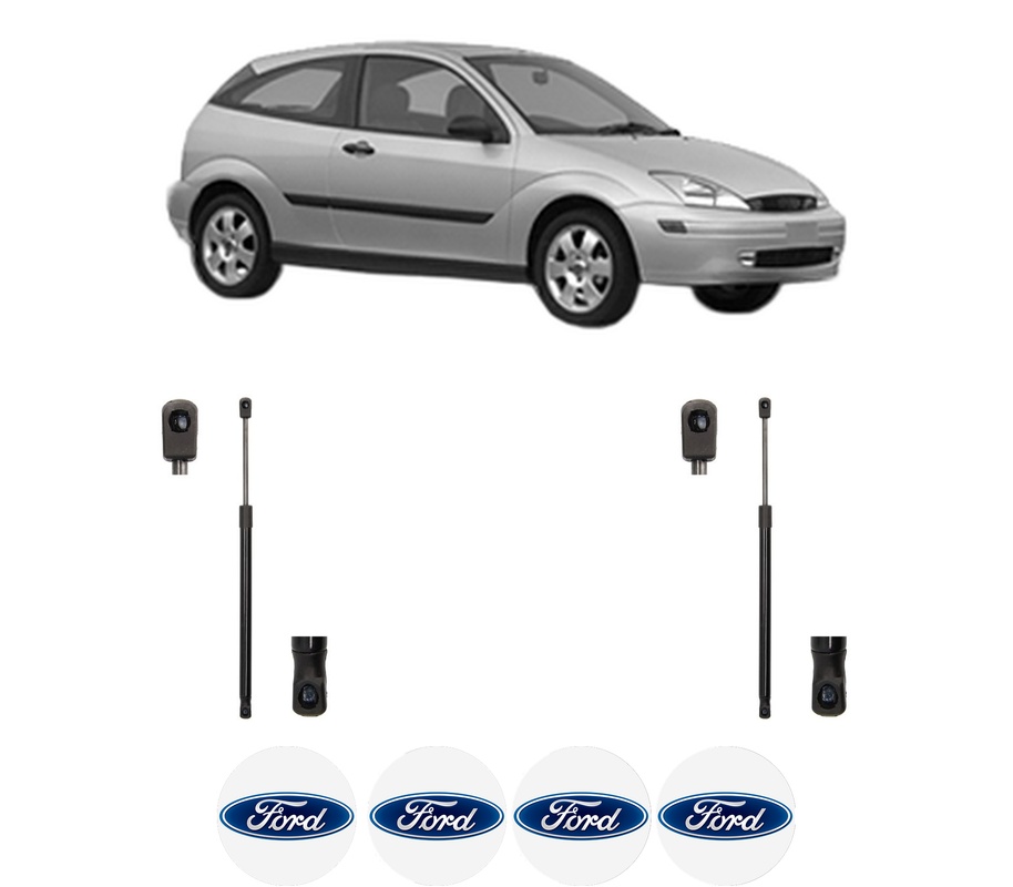 Set amortizoare portbagaj haion pentru FORD FOCUS I (DAW, DBW) din 1998-2007, 2 bucati, MAGNUM TECHNOLOGY, 4 stickere auto FORD