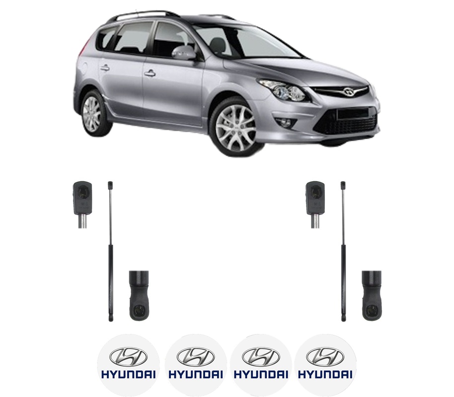 Set amortizoare portbagaj haion pentru HYUNDAI i30 Estate (GD) din 2012-2017, 2 bucati, MAGNUM TECHNOLOGY, 4 stickere auto HYUNDAI
