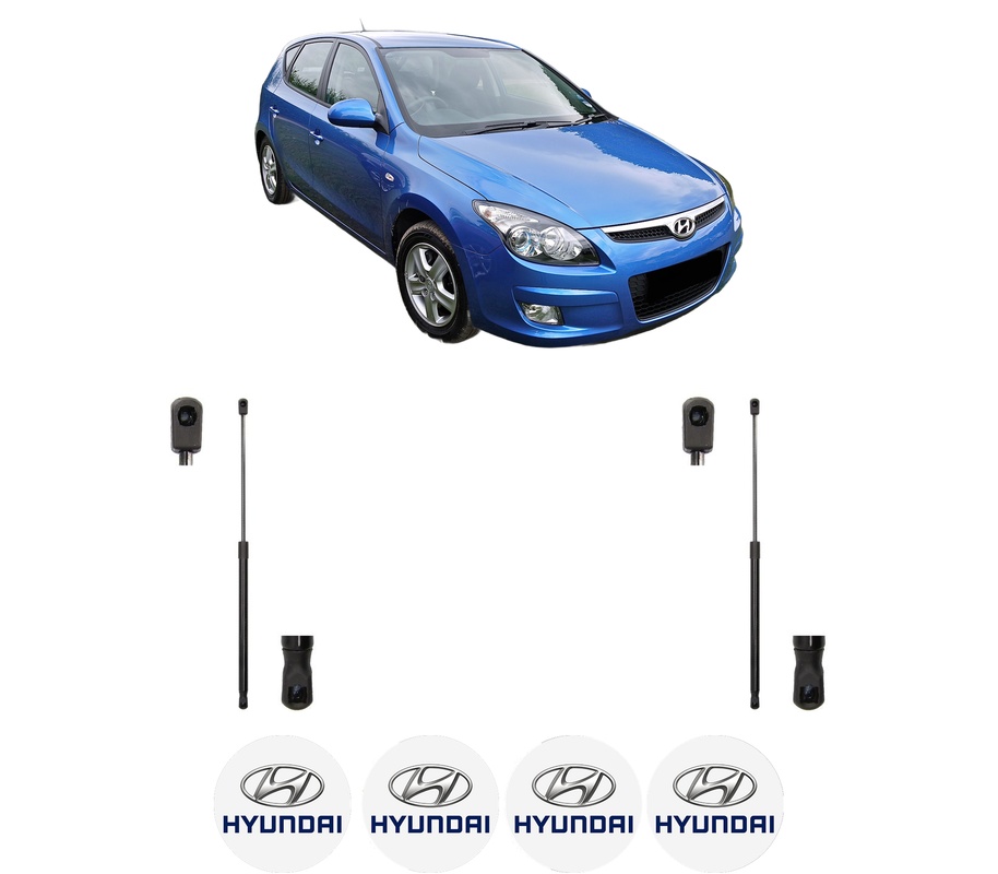 Set amortizoare portbagaj haion pentru HYUNDAI i30 (FD) din 2007-2011, 2 bucati, MAGNUM TECHNOLOGY, 4 stickere auto HYUNDAI