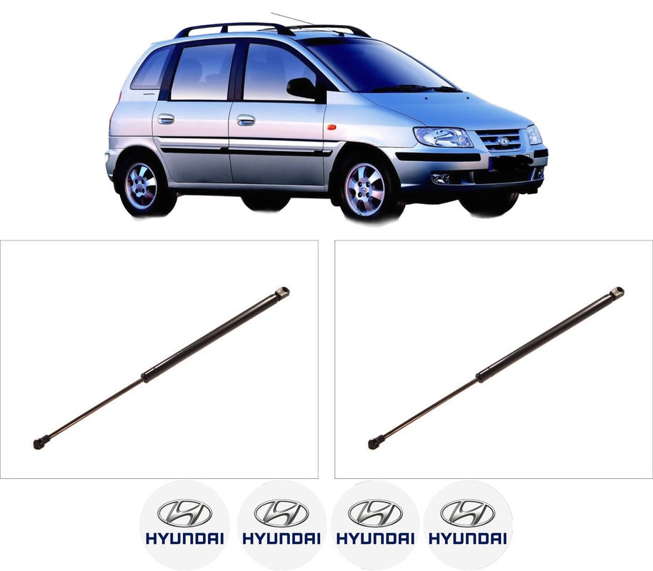 Set amortizoare portbagaj haion pentru HYUNDAI MATRIX (FC) din 2001-2010, 2 bucati, KROSNO, 4 stickere auto HYUNDAI