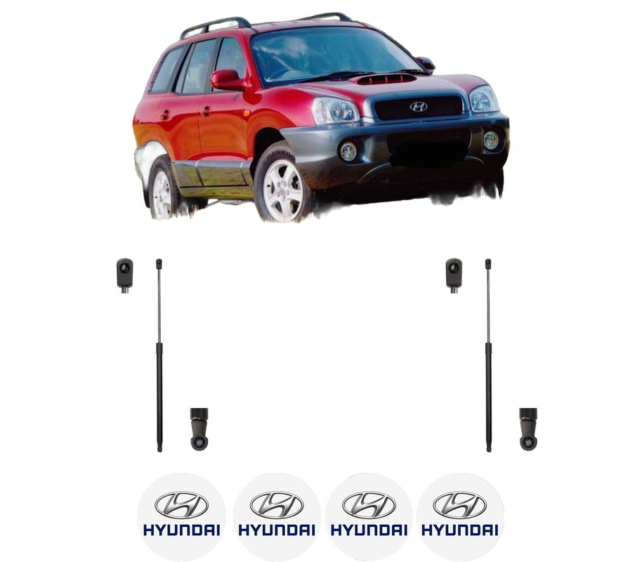 Set amortizoare portbagaj haion pentru HYUNDAI SANTA FÉ I (SM) din 2001-2006, 2 bucati, MAGNUM TECHNOLOGY, 4 stickere auto HYUNDAI