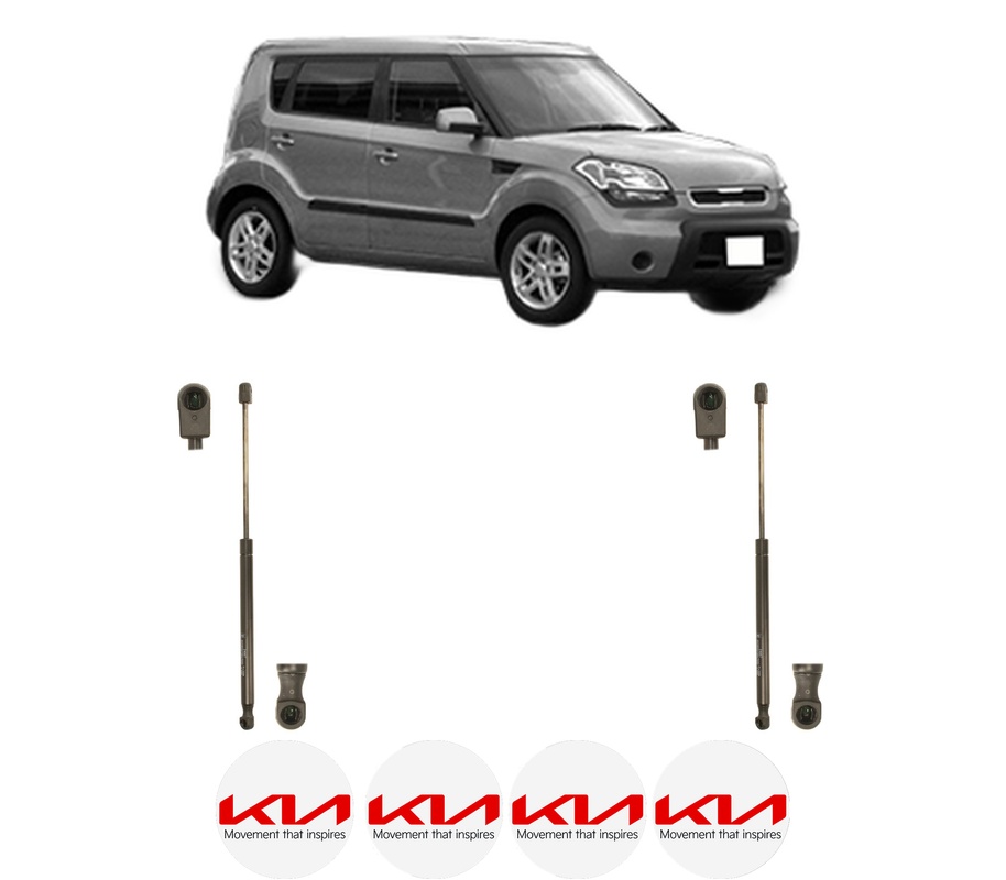 Set amortizoare portbagaj haion pentru KIA SOUL I (AM) din 2009-2014, 2 bucati, KROSNO, 4 stickere auto KIA